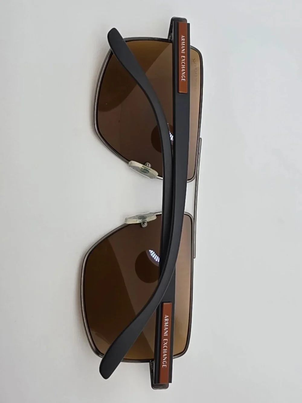 Armani Exchange AX2037S Matte Gunmetal Frame Polarized Brown Aviator Sunglasses
